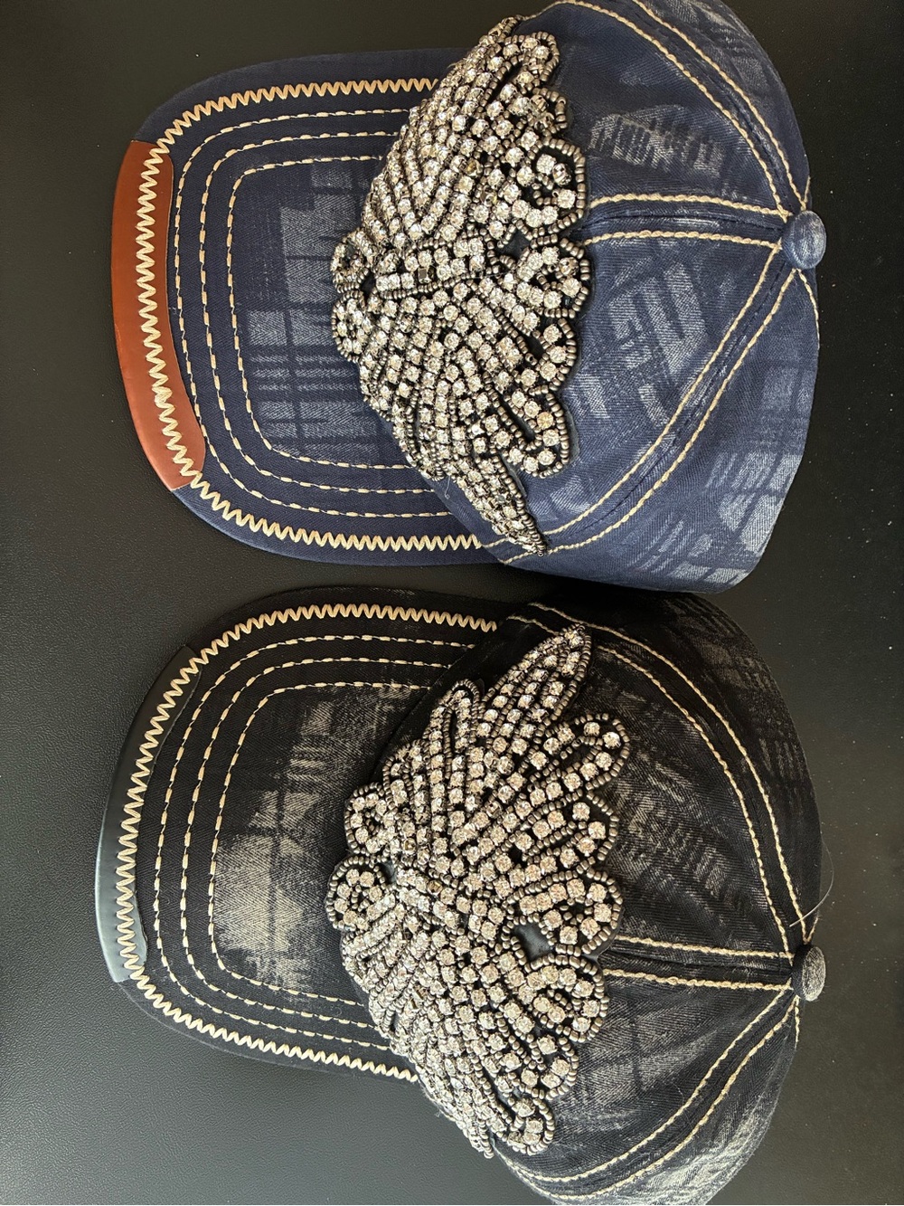 2pcs Embellished Rhinestone Cap hat bundle NWT